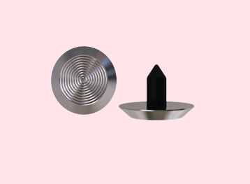 Stainless steel tactile stud designed for visually impaired, featuring pressure fit for durability and PWD approved tactile warning studs.