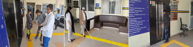 Visually impaired walking on accessible Tactile path