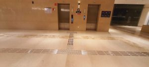Tactile Strips Installed at front of Lift